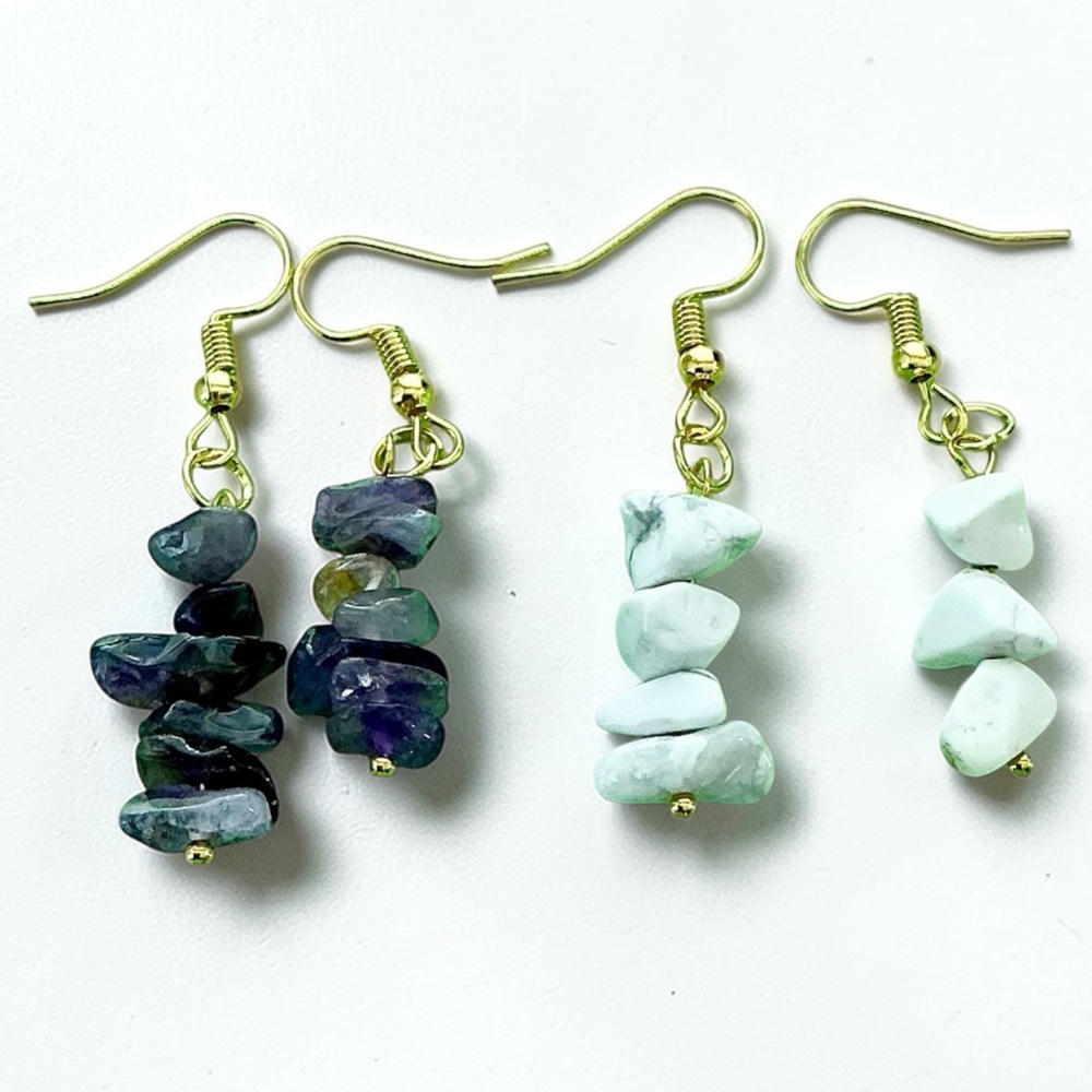 🆕 2 Pairs KIDS Gemstone Earrings-Small